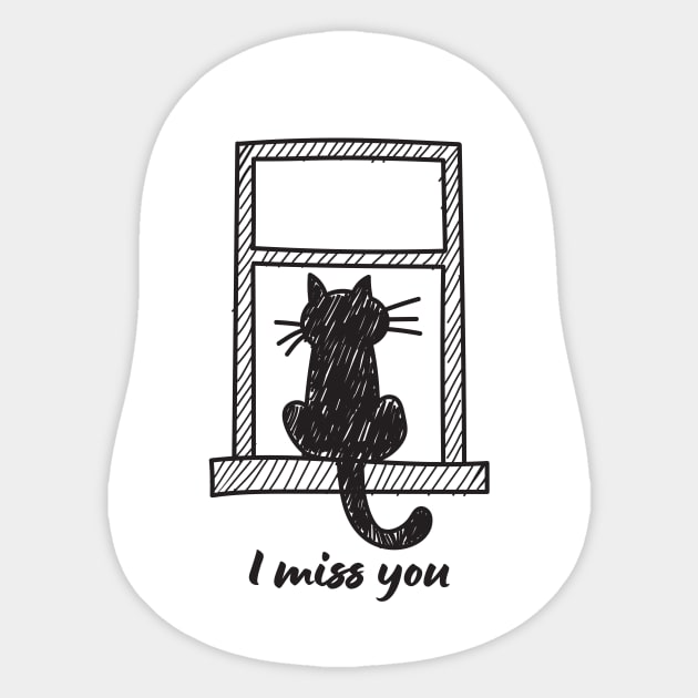 Cat Doodle Art: I miss you Sticker by Jiyoun's Store 1